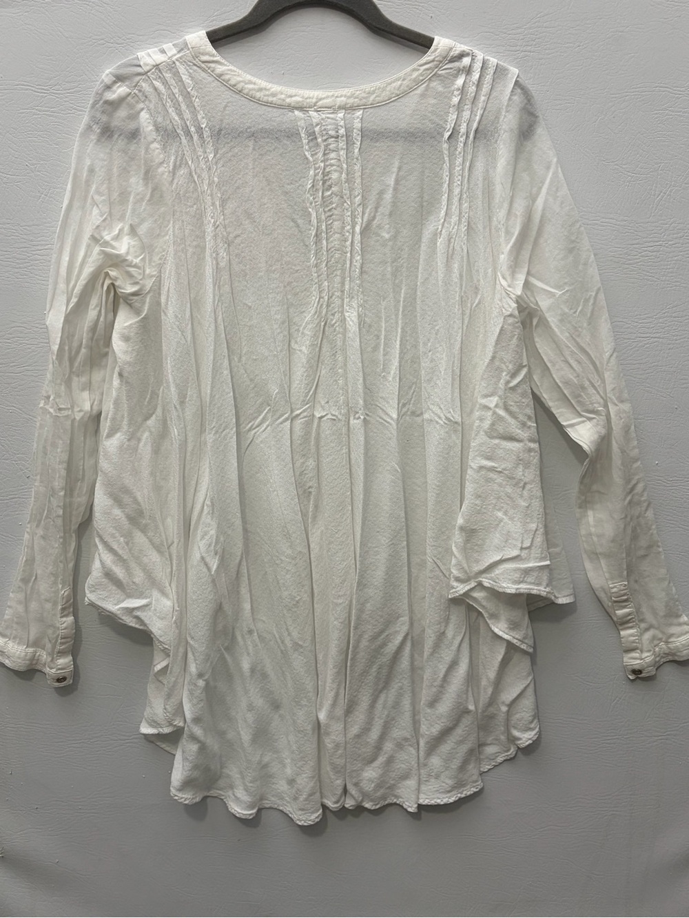 Free People White Pintuck Tie-Front Cotton Peasant Tunic Medium - Picture 2 of 10